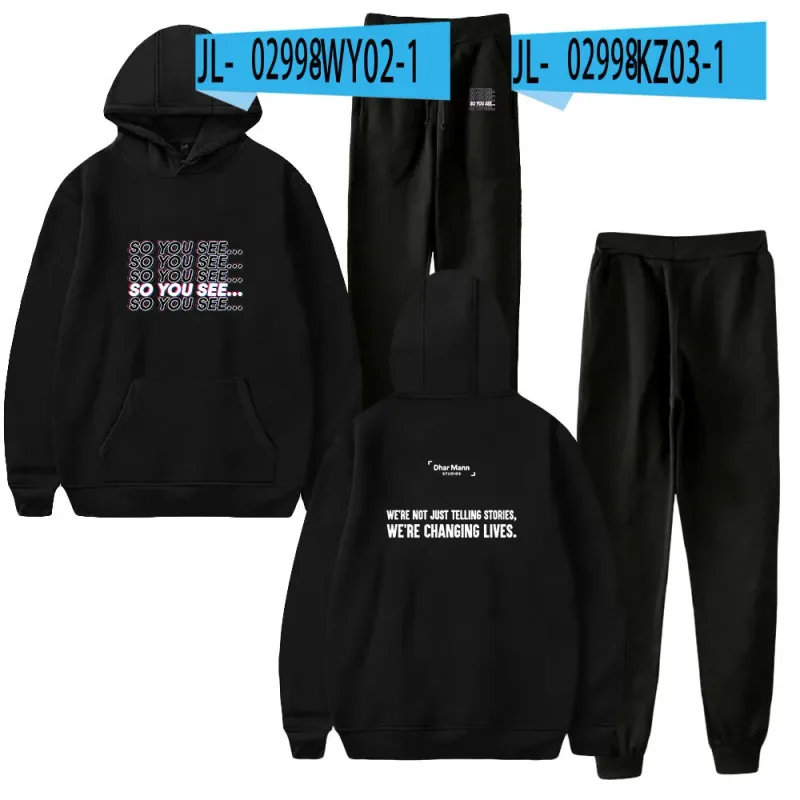 Harajuku Comfortable Funny so you see Print Sweatshirt Sweatpants Suit Men/Women Hoodies+ Trousers Suit Cute 2 Piece Set Clothes — image 24