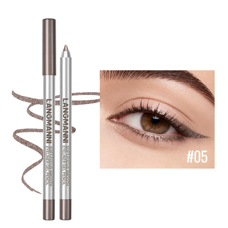 Pearlescent Green Eyeliner Pencil 12 Color Smooth Eye Pigment Glitter Eye Liner Eyeshadow Pen Long-Lasting Waterproof Eye Makeup