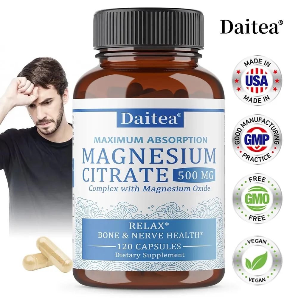Magnesium Citrate Complex 500 MG for Calm Relaxation & Digestion Health Support - High Absorption Magnesium Supplement — image 1