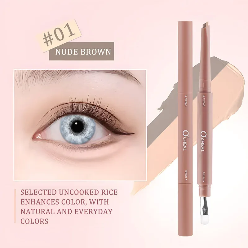 Double-ended Lying Silkworm Pen Natural Matte Shimmer Highlighter Stick Long Lasting Eye Brightener for Bigger Eyes Makeup
