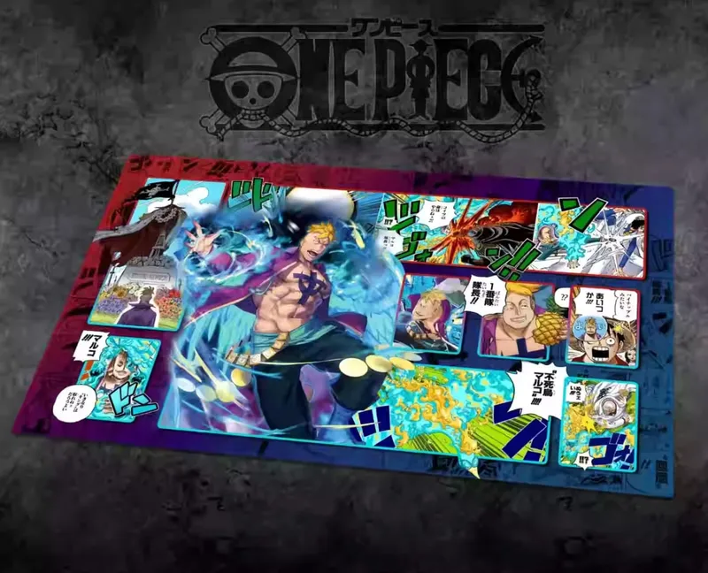 60*35cm Anime One Piece OPCG GAME Card Siri Komik PlayMat Empat Maharaja Baharu Mengajar Shankusu Buggy Luffy Mainan Koleksi Helikopter — image 14