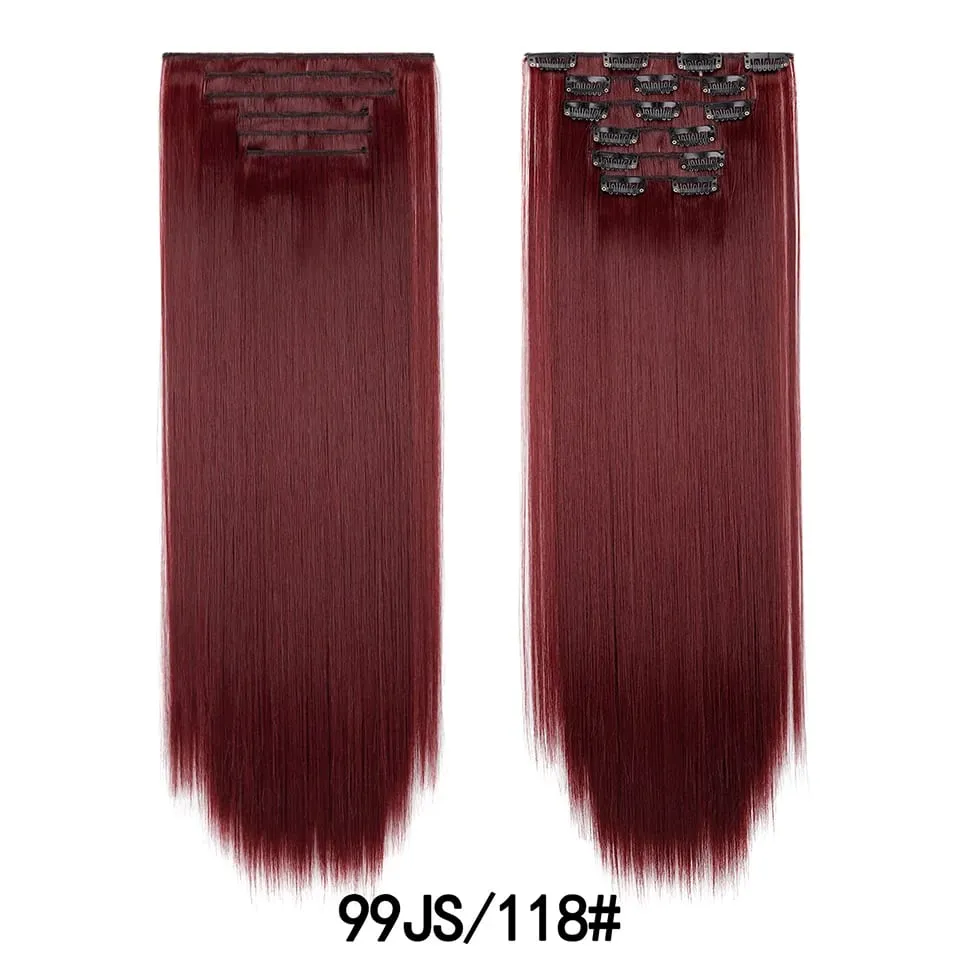 24Inch Clip in Hair Extensions Invisible Synthetic Extension 6PCS Long Straight Heat Resistant Clips on Hairpieces for Women — image 32