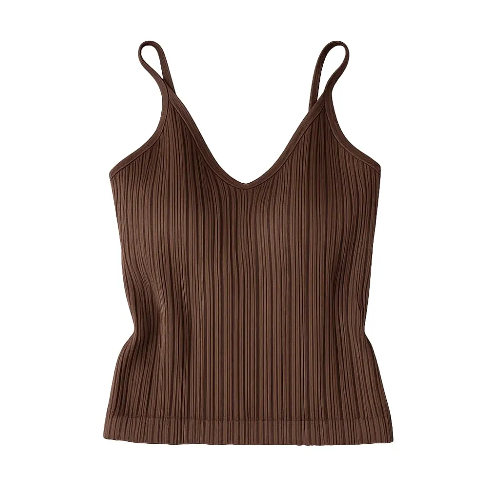 New V-neck Camisole Top Sleeveless Inside Wear Halter Undershirt One-piece Cup French Style Lingerie Summer — image 9