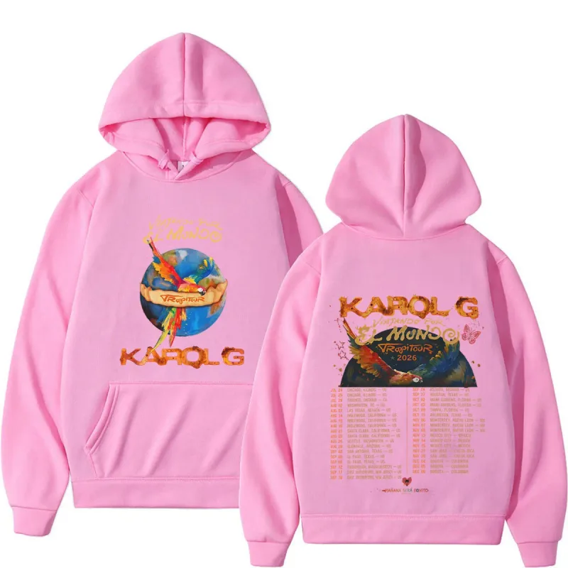 Karol G Viajando Por El Mundo Tropitour 2026 Graphics Hoodie Men Women Loose Casual Pullover Long Sleeves Fashion Sweatshirts — image 12