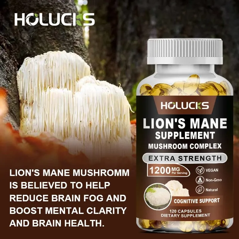 Lion's Mane Mushroom Complex Capsules for Focus Support & Immune Health Improve Memory Protect Brain Nerves Relieve Stress — image 5