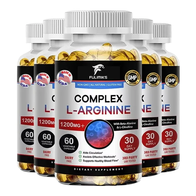 L-Arginine Nitric Oxide Supplement Helps Build Muscle and Supports Blood Flow Circulation Nutrient Delivery and Pumping