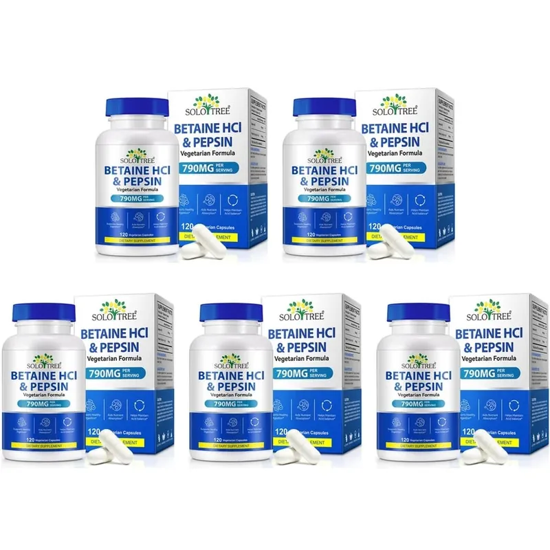 Betaine HCl Pepsin Capsules 790mg Vegetarian For Digestive Acid Balance & Nutrient Absorption Support Adult 120 Count — image 12