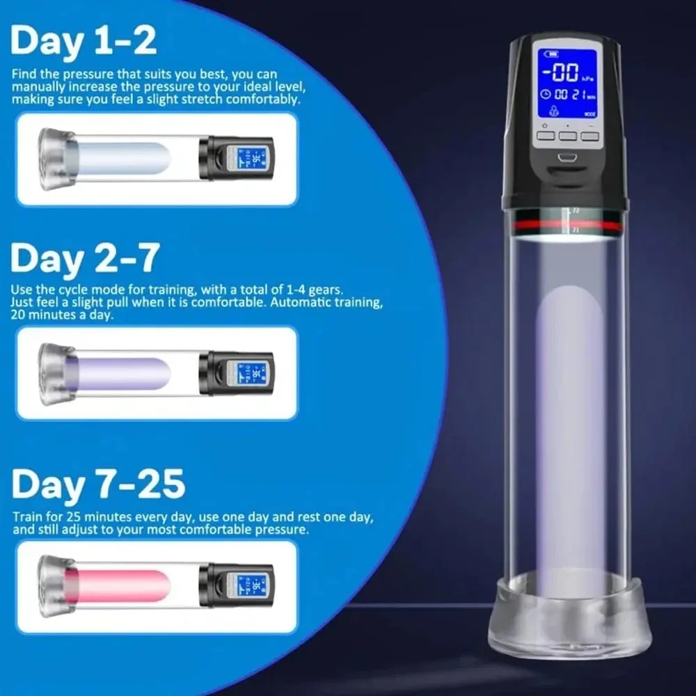 LED Automatic Penis Pump Suction Vacuum Male Masturbation Penis Extender Dick Erection Enhancement Trainer Adult Sex Toy For Men
