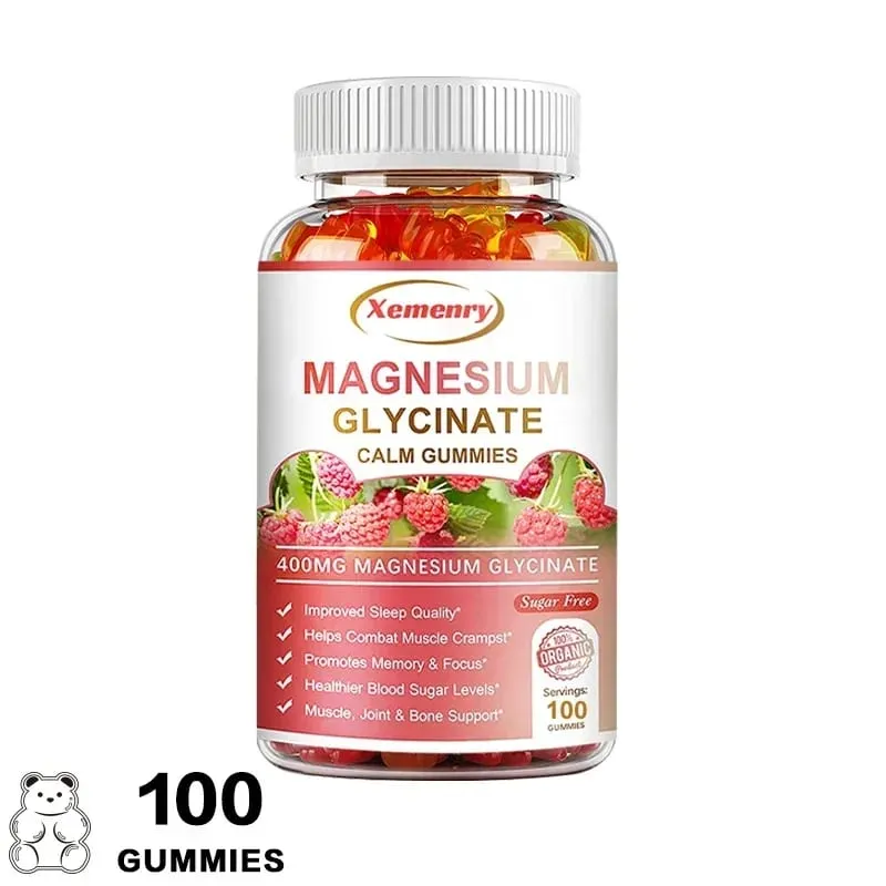 Γλυκινικό μαγνήσιο Gummies Calm Ανακουφίζει από το στρες Υποστήριξη ύπνου Υποστήριξη Μνήμης Συγκέντρωση και μυϊκοί σπασμοί