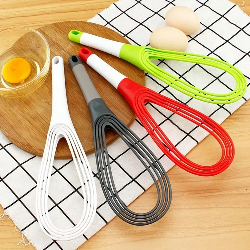 Plastic Dual Use Rotary Egg Beater Foldable Manual Whisk 2 in 1 Multifunctional Kitchen Tool for Beating Eggs and Kneading Dough — image 4
