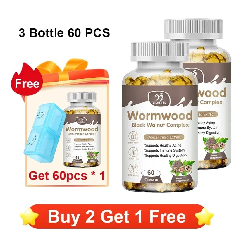 High Potency Parasite Cleanse Capsules Wormwood Black Walnut Supports Intestinal Cleansing Detox & Gut Health for Adults