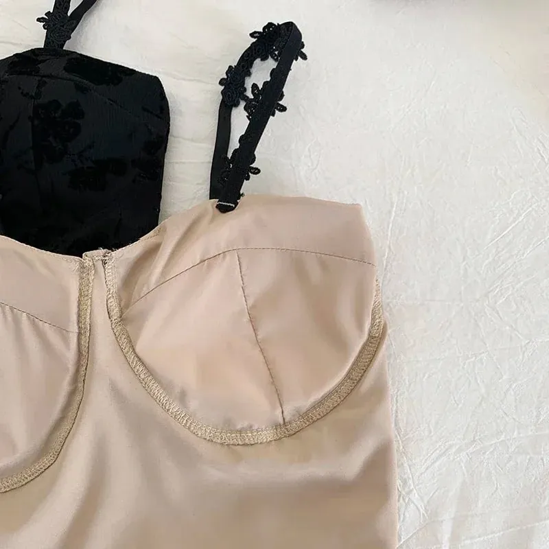Women Sweet Elastic Camis Underwear Padded Bra Spaghetti Cute Crop Tops Print Tank Tops For Women Summer — image 6