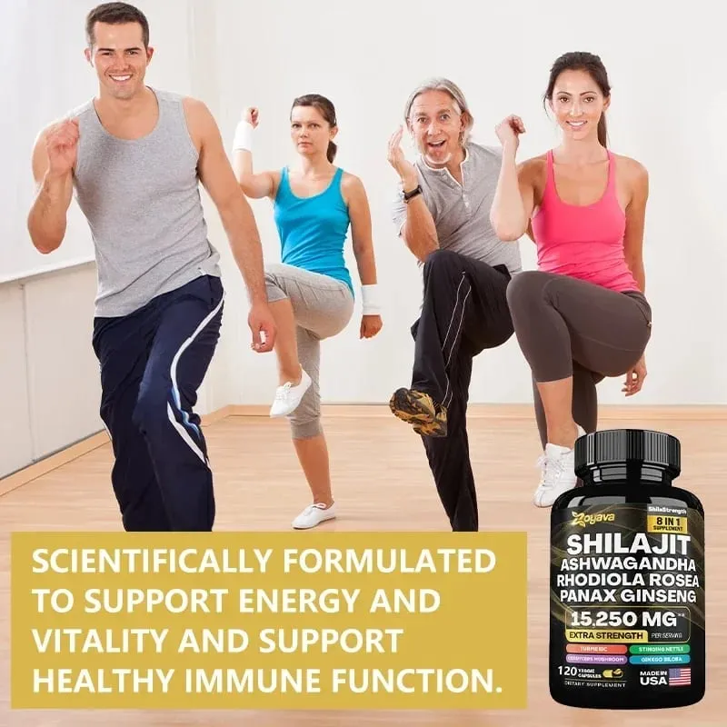 Himalaya Shilajit Ginseng Rhodiola Rosea และ Ashwagandha Extract 15250mg แคปซูลความแข็งแรงสูง Non-GMO Energy ข้อต่อภูมิคุ้มกัน
