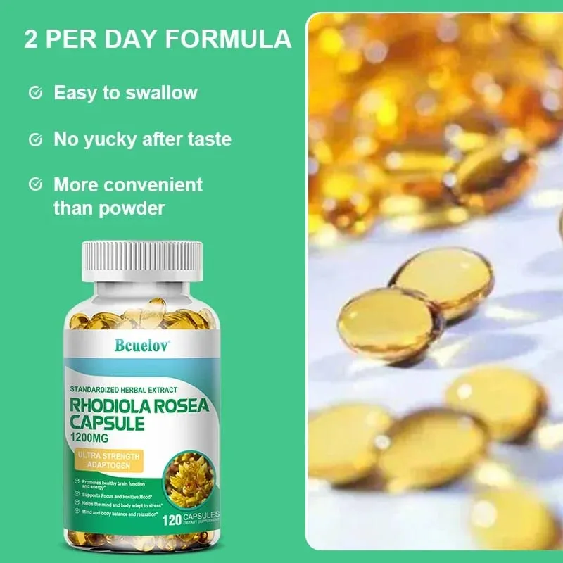 Rhodiola Rosea - Herbal Energy Supplements for Supporting Stress Relief Energy and Exercise Endurance - Vegan Gluten Free — image 5