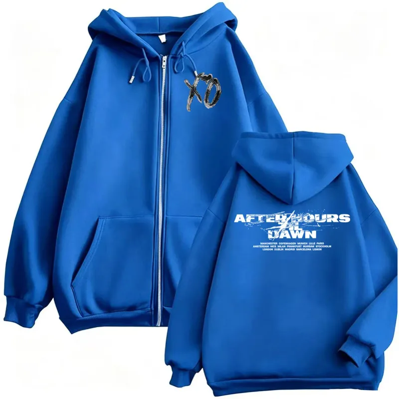 The Weeknd XO After Hours Til Dawn 2026 Europe Tour Cardigan Sweatshirt Jacket Men Women Casual Cozy Fleece Zipper Hoodies Coats