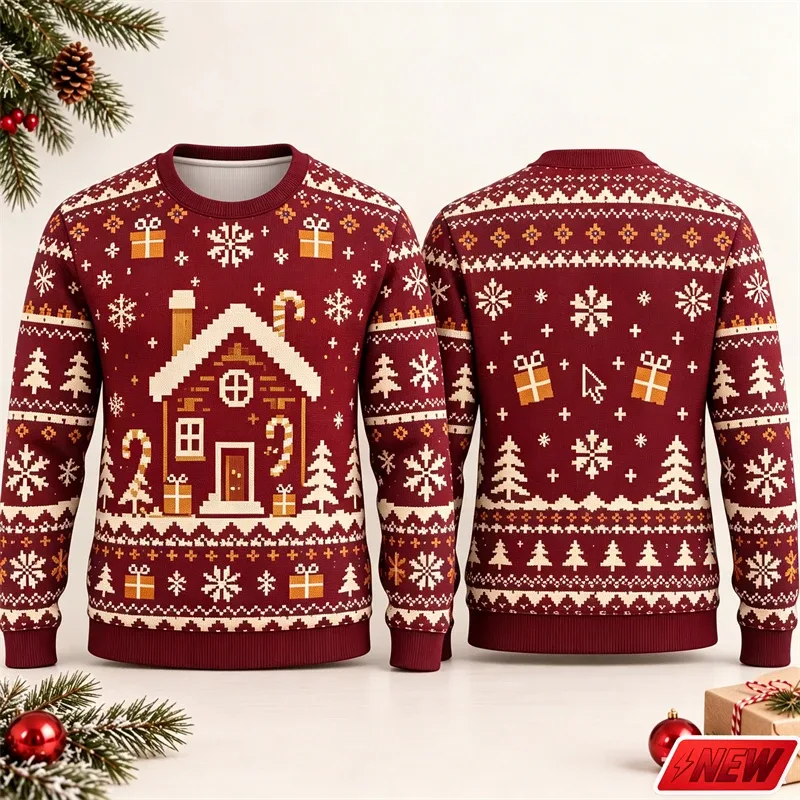 Fashion Ugly Christmas Fake Sweater Men Merry Christmas Sweatshirts 3D Print Funny Computer Message Graphic Sweatshirt Unisex — image 10