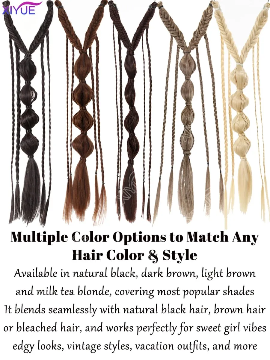 X Bohemia Clip in Hair Extensions 24 Inches Fairy Hair Wig Hairpieces Synthetic Handmade Synthetic Weaving Hair Extensions Girls — image 7