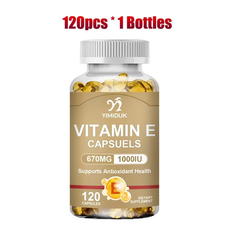 1개 구매시 1개 무료! 비타민 E 670mg 캡슐은 피부와 심장 건강을 지원합니다. 내부에 수분을 공급하여 흉터를 줄이고 윤기를 촉진합니다.