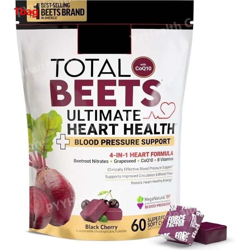 Beetroot Gummies with CoQ10 B Vitamins Grape Seed Extract Plant-Based Soft Chews Daily Energy Supplement