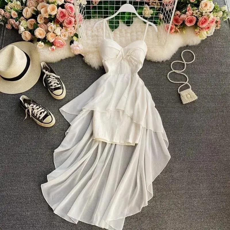 France Elegant Black Patchwork Long Strap Dress Sleeveless Party Style Women Gentle Y2k Vintage Bodycon Spring Summer 2026 — image 8