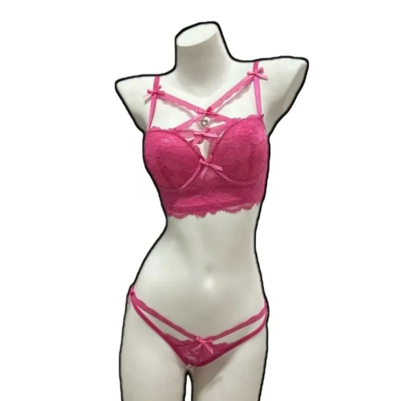 Sexy Women Lace Lingerie Set Heart Pendant Decor Magic Push‑Up Bust Boost Soft Comfort Bra Panty Set S‑XL 32‑38AB — image 10