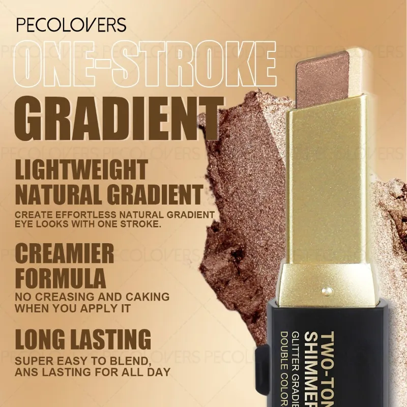 1PC Two-color Eyeshadow Stick Eye Highlighter Lazy Eyeshadow One Touch To Set High Color Development Eye Cosmetics