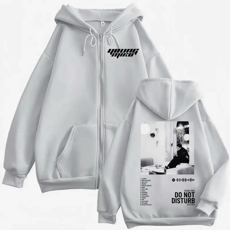 Young Miko Do Not Disturb Album Poster Graphic Zipper Hoodie Hip Hop Vintage Zip Up Pullovers Men Women Casual Loose Sweatshirts