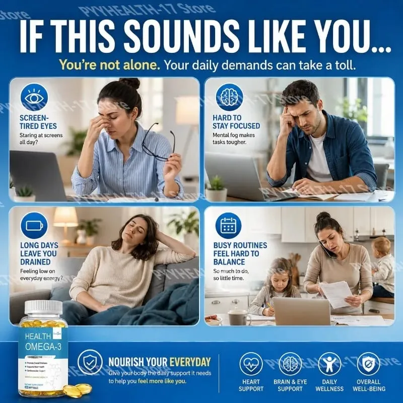 Omega-3 Softgels with 1200 Mg Active Omega-3 EPA and DHA Vitamin D3 and Vitamin E for Heart Health Support 60 Softgels