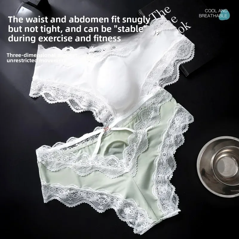 Male Full Lace Edge Briefs Back Bow Strap Ice Silk Satin Low Rise U Pouch Soft Breathable Men Underpants — image 4