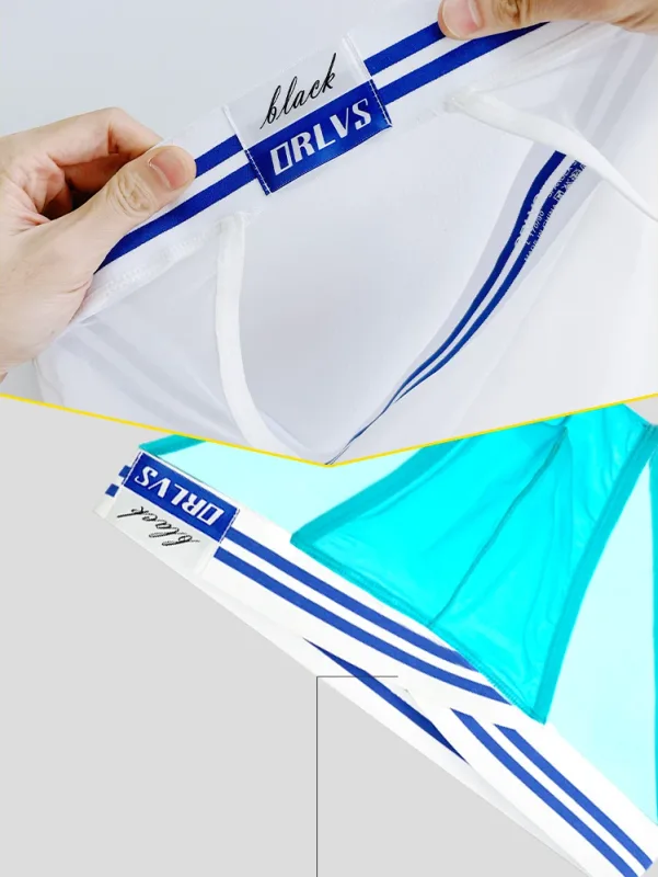Men's Ice Silk Ultra-Thin Barely-There Mesh Sheer Briefs, Striped V-Shape Elastic Waistband Summer Daily Commute Underwear — image 15