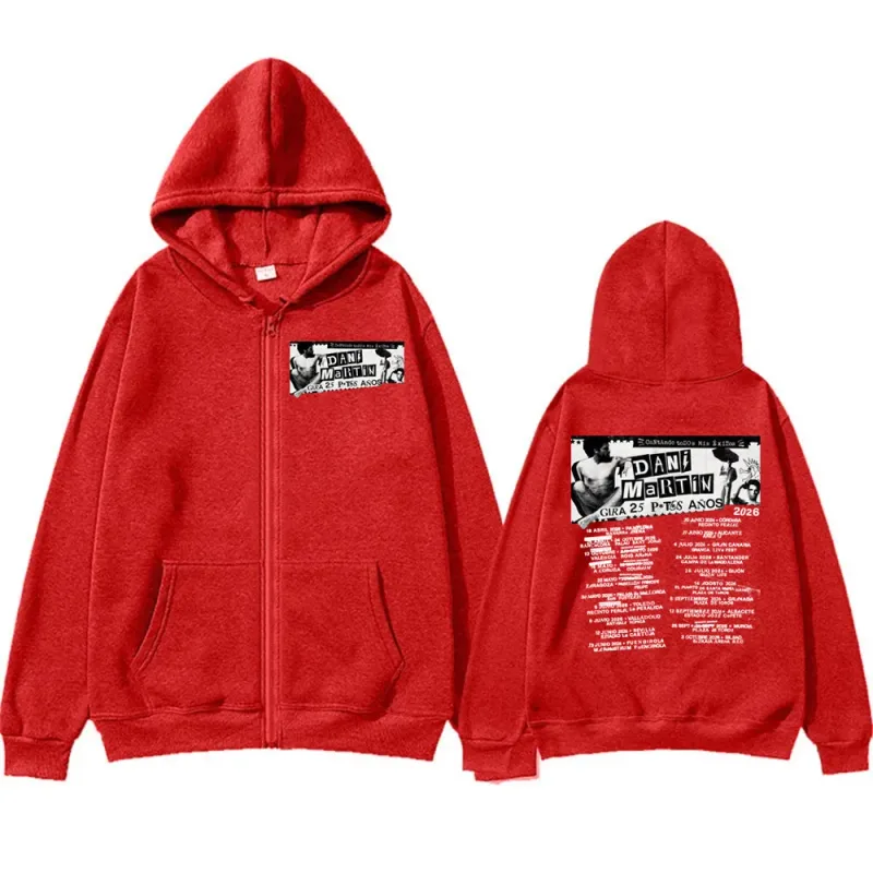 Dani Martín Gira 25 Años Album 2026 Print Zip Up Sweatshirts Men Women Long Sleeve Cozy Pullover Coats Streetwear Zipper Hoodies — image 6
