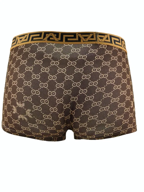 Férfi 4 részes poliészter boxer szett - luxus geometriai és monogram mintás, többszínű fehérnemű — image 3