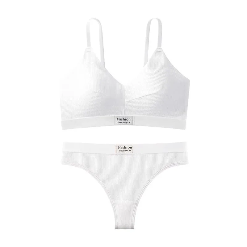 Women's Contrast Color Bra and Panty Set Deep V Strap Back Lingerie 2026 — image 7