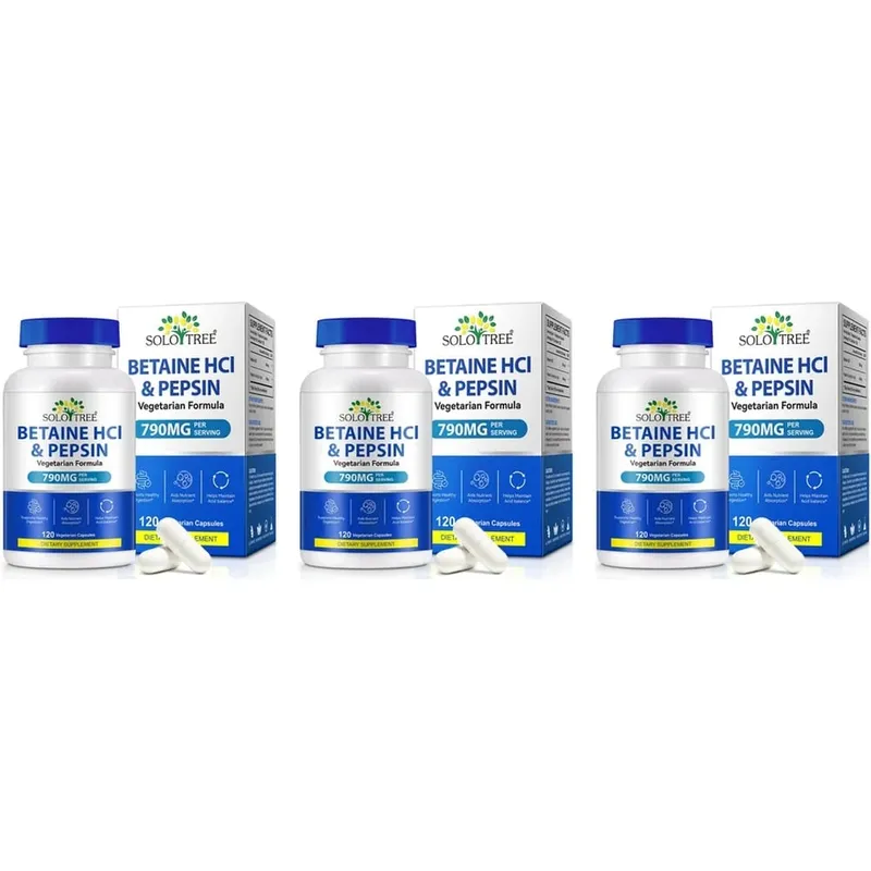 Betaine HCl Pepsin Capsules 790mg Vegetarian For Digestive Acid Balance & Nutrient Absorption Support Adult 120 Count — image 10