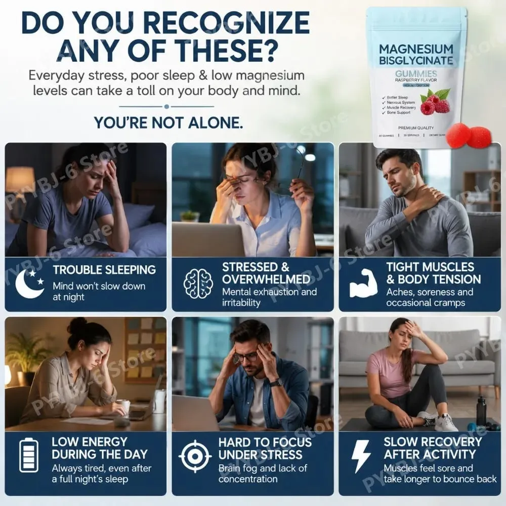 Magnesium Bisglycinate Gummies Support Daily Sleep Quality Help Maintain Nervous System Health Assist Muscle Recovery 60 Gummies — image 3