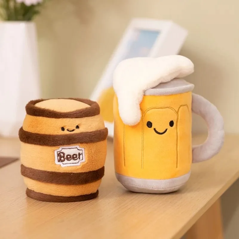 11~19cm Cute Beer Glass Bottle Drink Can Beer Barrel Plush Pillow Stuffed Kawaii Humanoid Plushie Party Prop Man Gift