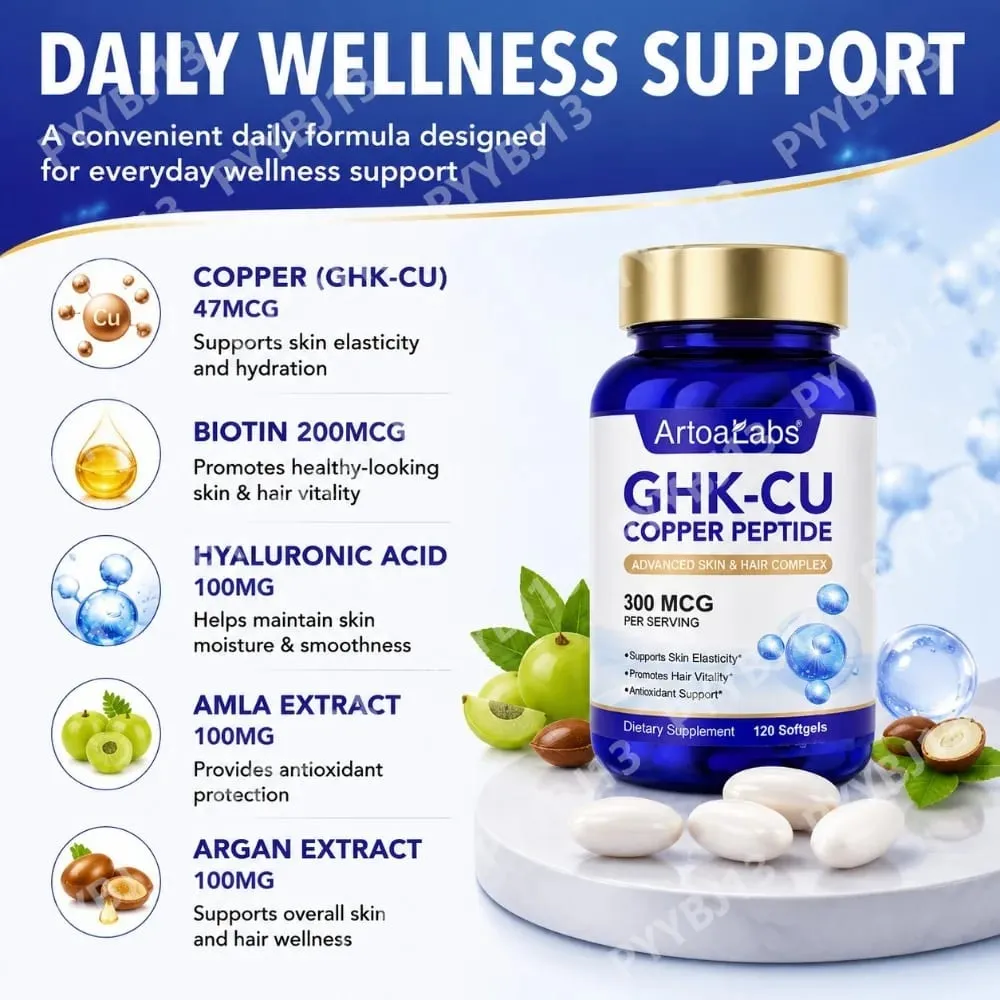 ArtoaLabs GHK-Cu Copper Peptide 300mcg Supplement Advanced Skin Hair Complex with Hyaluronic Acid Biotin Daily Wellness Adluts — image 2