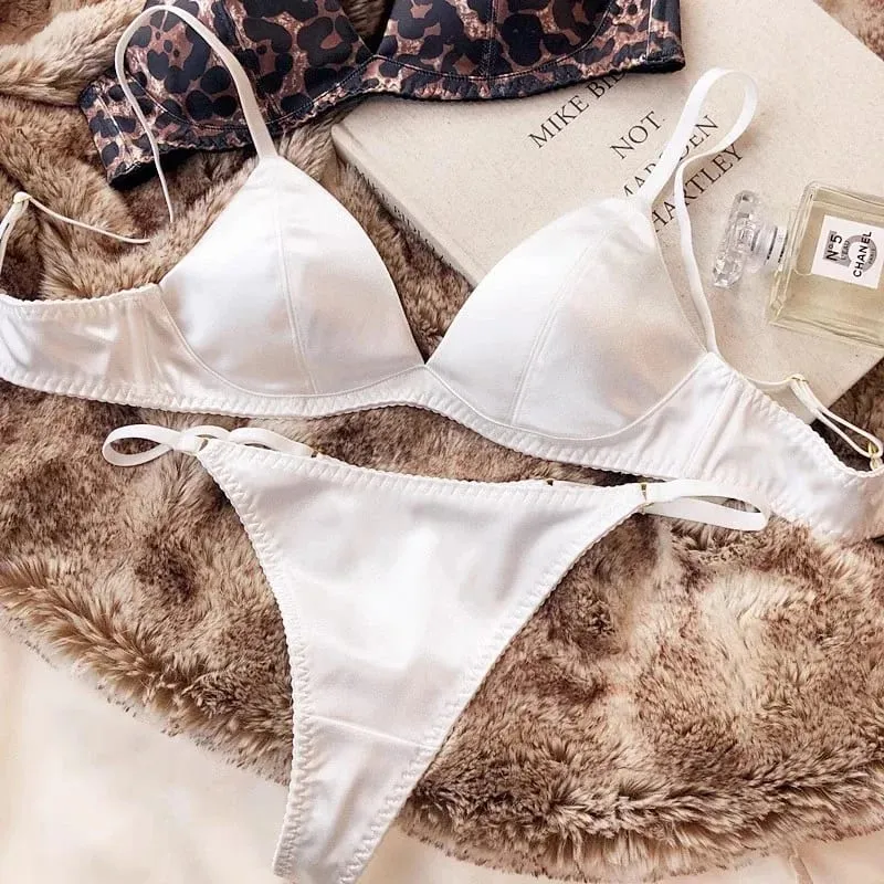 Women Sexy Lingerie Hot Underwear Triangular Cup Bra Set Small Chest Top Support Bra Comfortable Push Up Bra Breathable Seamless — image 7