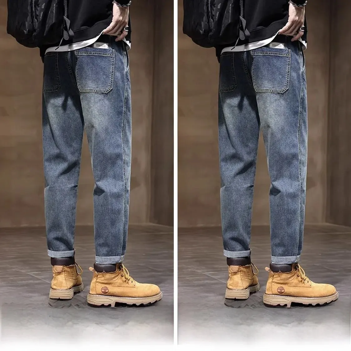 Spring Summer New Retro Men's Jeans Straight Leg Elastic Casual Versatile Classic Mid-Rise Long Pants Comfortable Fit — image 11