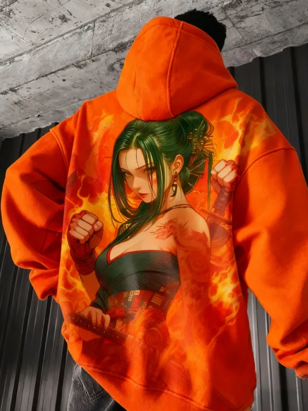Hot Anime Girl Back Pattern Sweatshirt Casual Long Sleeve Hooded Pullover 3D Printing Top Fashion Oversized Men's Hoodies