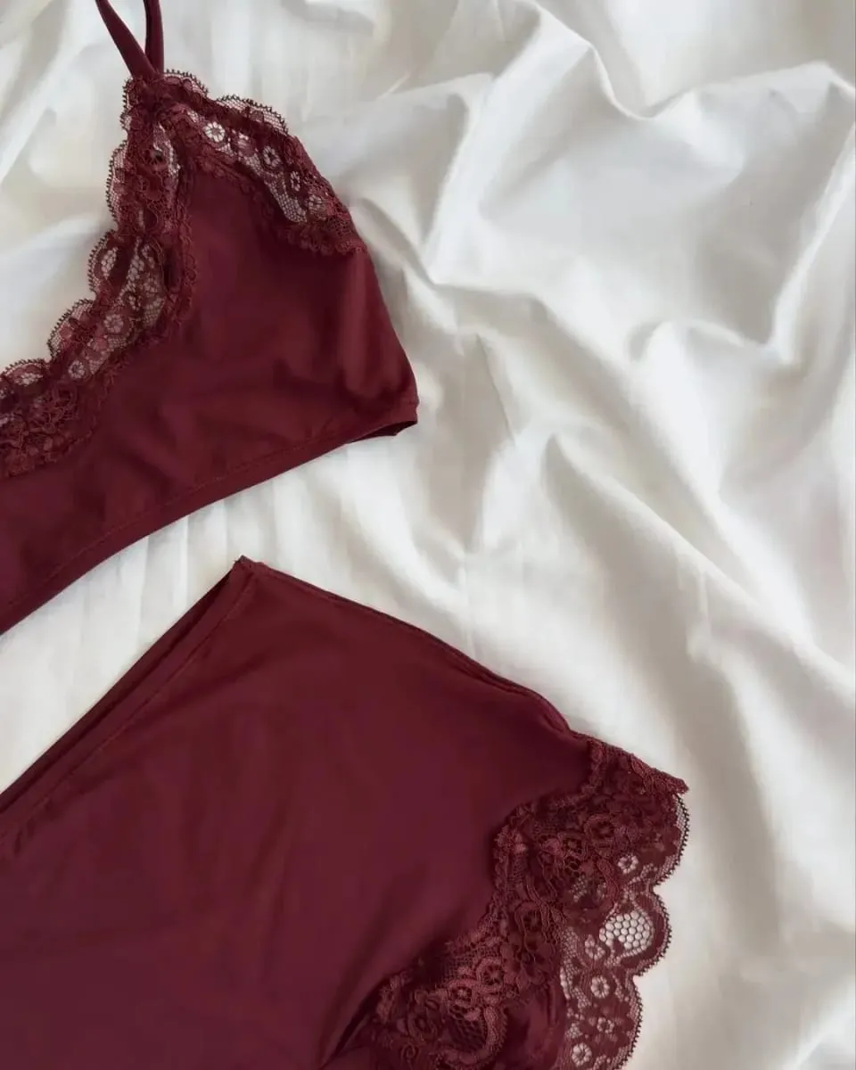 Cute Lace Bra Solid Set Women Free Combination Adjustable-strap Bras+Low Waist Panties Chic Simple High Elasticity Lingerie Sets