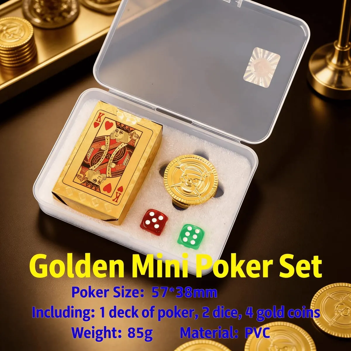 Waterproof PVC Cards Mini Poker Set Gold Foil Playing Cards Pet-Themed Poker Black Luxury Cards Men's Gift Idea Party Game — image 13