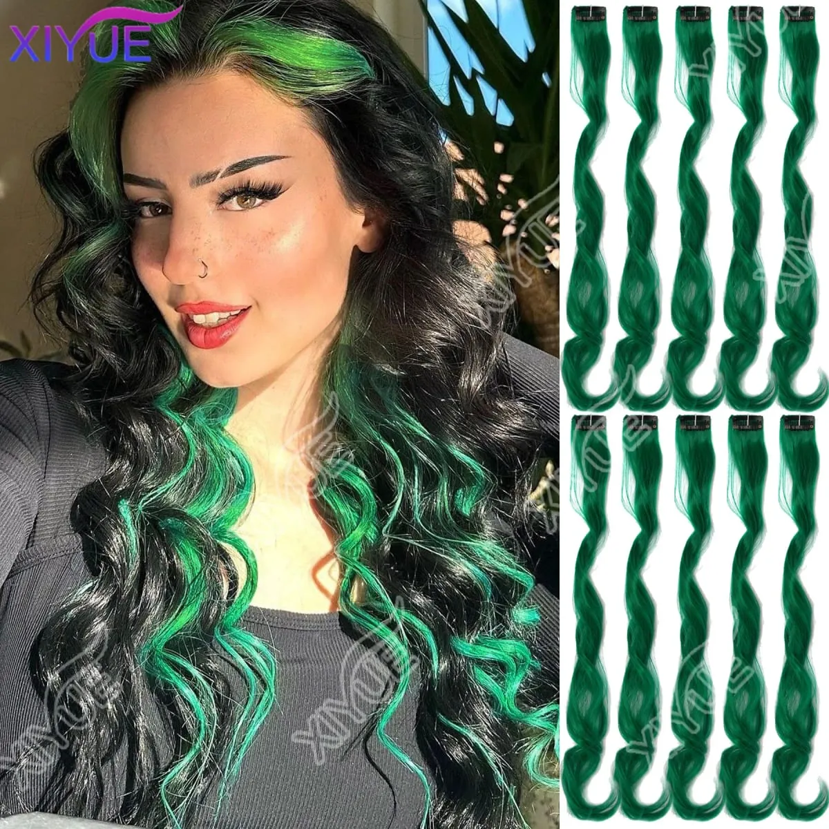 10Pcs Clip In Hair Clip In Wave Curly Hair Purple Red Wavy Hair With Clip In Hair Extension Synthetic 20inch Halloween Christmas — image 13