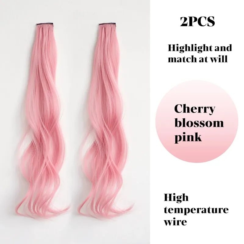 Color synthetic highlighting curly hair extension piece wig woman hanging ear dyeing pair heat-resistant wig piece