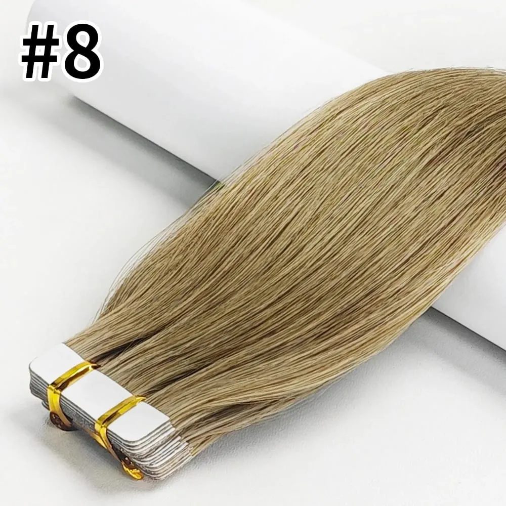 20Pcs/50g Straight Tape In Hair Extensions Full Head 100% Human Hair Tape ins Adhesive Invisible Glue Natural Black 24 26 Inches — image 14