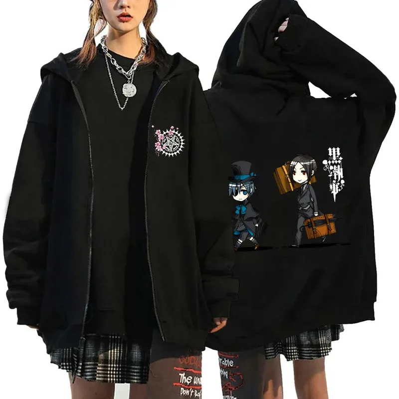 2025 Hot Aniem Cosplay Tops Black Butler Zipper Hoodie Fashion Autumn Winter Long Sleeve Sweatshirts Zipper Jacket For Man Woman — image 4