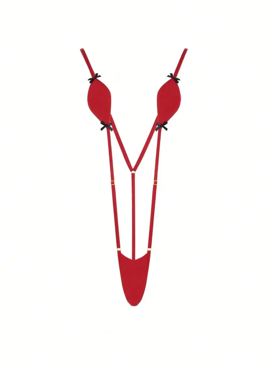 Adjustable Belt Mini-Bikini Lingerie with Suspenders Kawaii Bow-Knot Detail Sexy Erotic Swimsuit Jumpsuit for Women — image 10