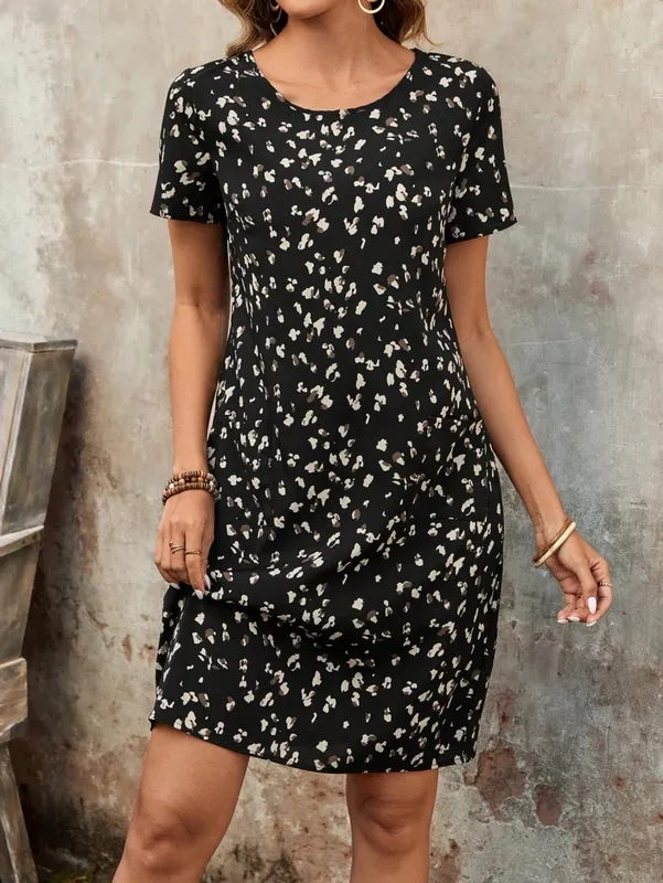 Summer Casual Floral Print Women's Dress Fashion Short Sleeve Mini Dress Beach Vacation Dress Y2k Ladies Clothes Dresses Clothes — image 12