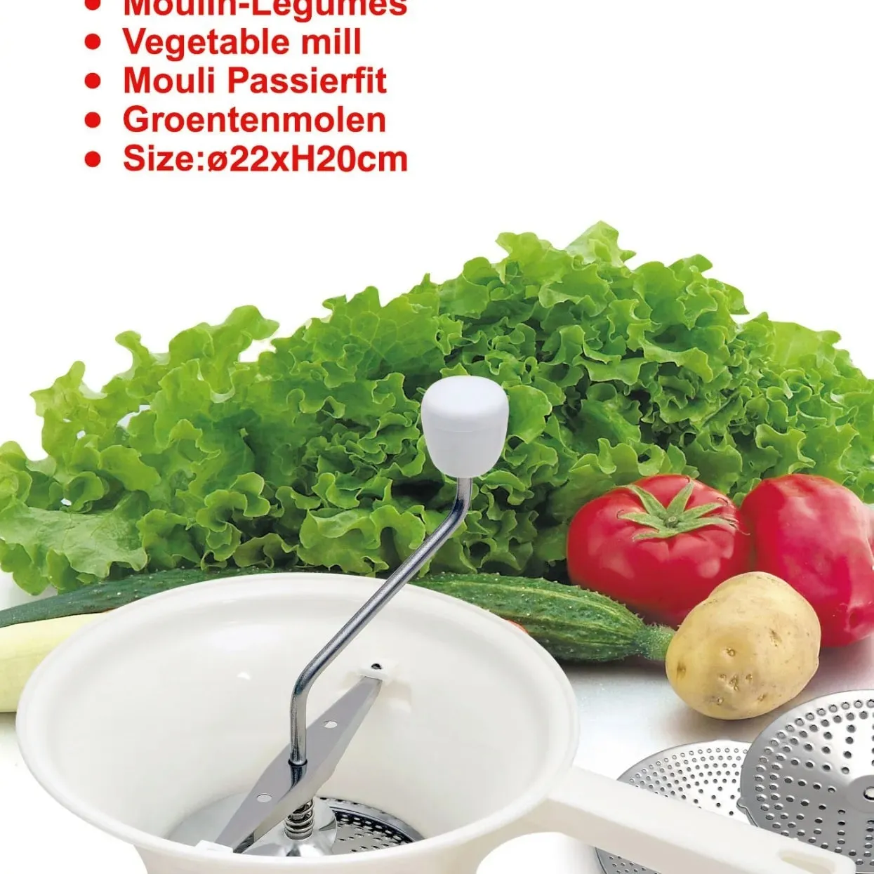 Pagkain Hand-cranked Grinder Nilagyan ng 3 Grinding Discs Fruit Vegetable Food Grinder Angkop para sa Tomato Sauce Potato Mash — image 4
