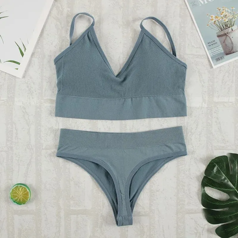 2Pcs Bra Set Underwear Set Women Panties Sexy G-String Seamless Bralette Female Lingerie Soft Tank Crop Top 2026 — image 4